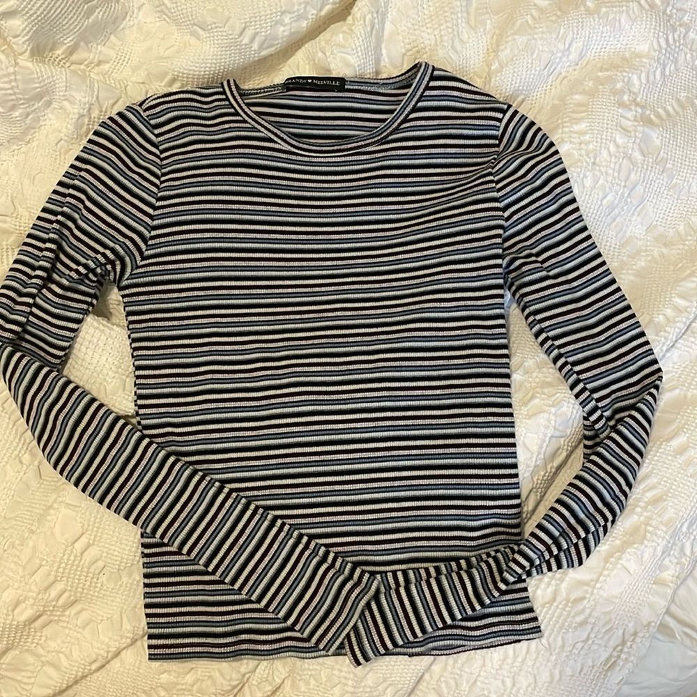 Striped cropped shirt brandy melville